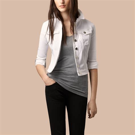 power-stretch denim jacket burberry white|net a porter burberry jacket.